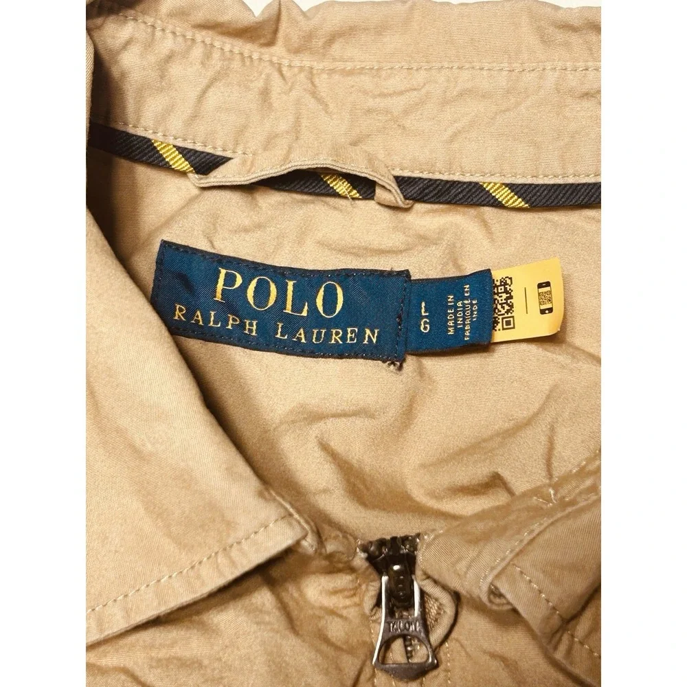 Polo Ralph Lauren Bayport Poplin Windbreaker Jacket Men's Large Tan Khaki MINT